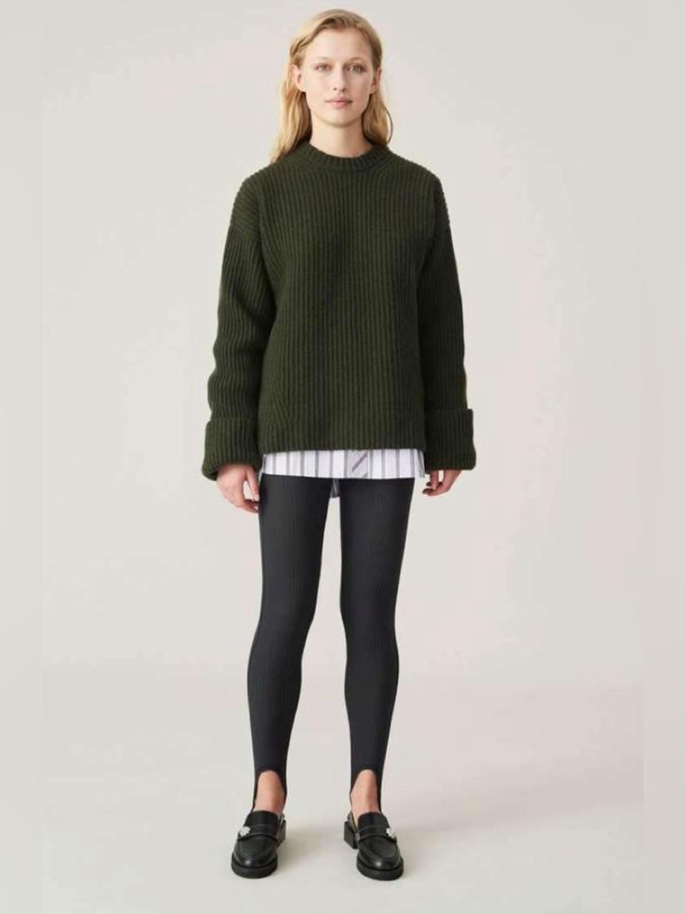 Ganni Tencel Phantom Black Ribbed Stirrup Joggers Size Medium NWT